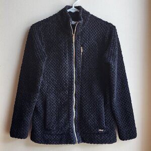 Calvin Klein Black/Gold Faux Fur Zip-Up Jacket Size XS